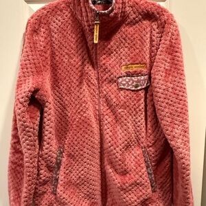 Simply Southern Pink Plush Jacket with Leopard Trim